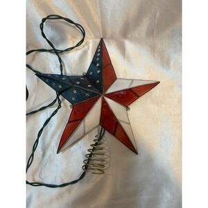 Kurt Adler 9.84 Inch Lighted Star Tree Topper American Flag Design
